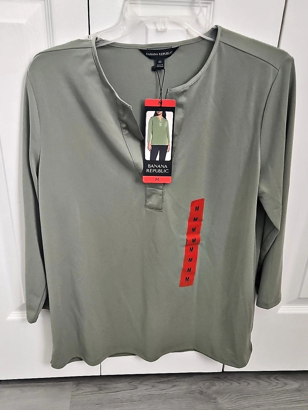 Banana Republic Green 3/4 Sleeve Tunic Top Size Medium NWT